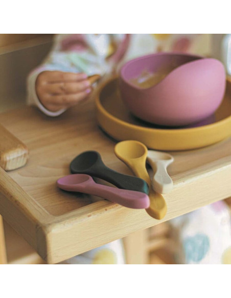 BN-709817,Petite&Mars - Set tacamuri din silicon fara BPA, Take&Match, 6 luni+, Verde inchis