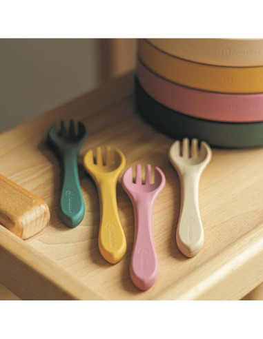 BN-709817,Petite&Mars - Set tacamuri din silicon fara BPA, Take&Match, 6 luni+, Verde inchis