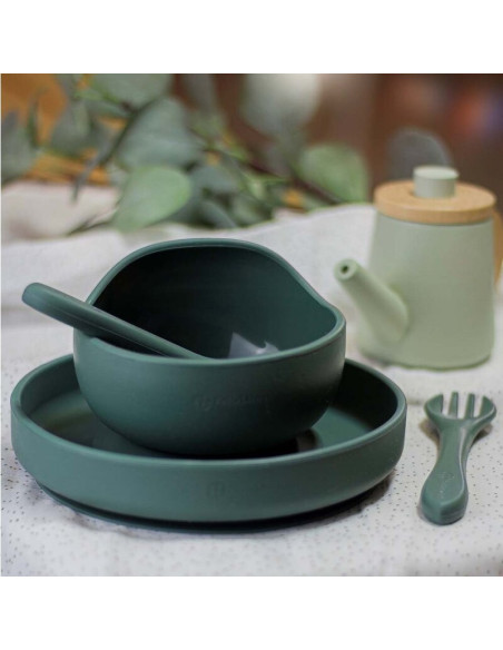 BN-709817,Petite&Mars - Set tacamuri din silicon fara BPA, Take&Match, 6 luni+, Verde inchis