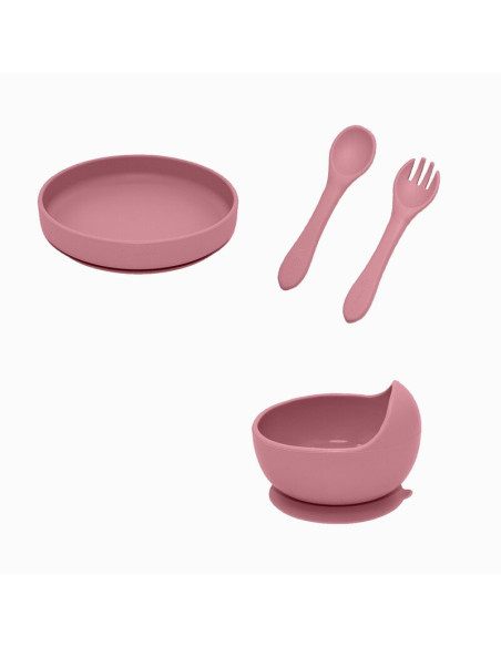 BN-PachetMasaRoz_1,Petite&Mars - Set de hranire, Cu farfurie, Bol si tacamuri, Din silicon fara BFA, Roz BN-PachetMasaRoz_1,Petite&Mars - Set de hranire, Cu farfurie, Bol si tacamuri, Din silicon fara BFA, Roz