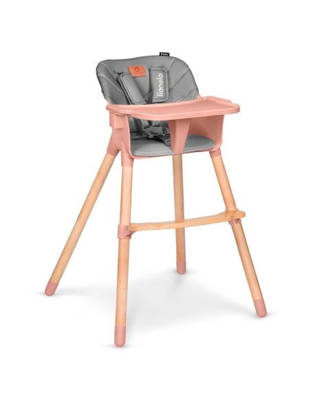 BN-LO-KOEN_PINK_ROSE,Lionelo - Scaun de masa din fag Koen, 2 in 1, Transformabil, Sustine 30 kg, 6 luni+, Conform cu standardul 