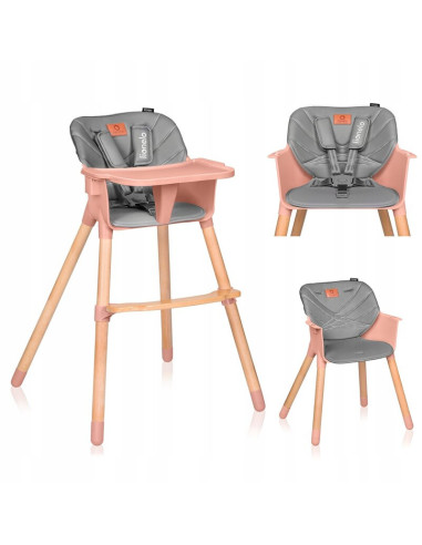 BN-LO-KOEN_PINK_ROSE,Lionelo - Scaun de masa din fag Koen, 2 in 1, Transformabil, Sustine 30 kg, 6 luni+, Conform cu standardul 