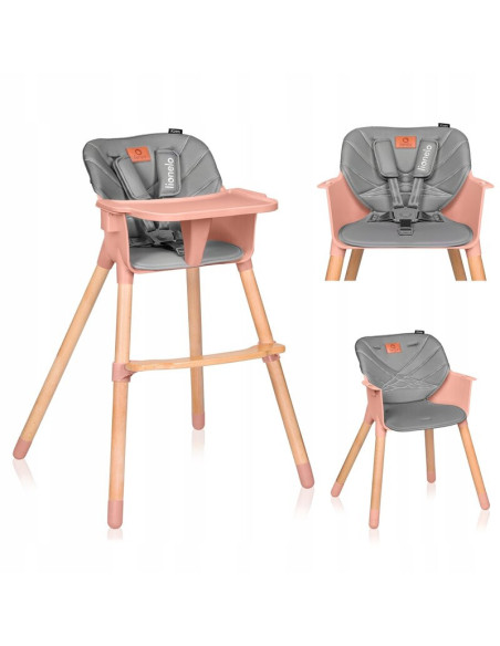 BN-LO-KOEN_PINK_ROSE,Lionelo - Scaun de masa din fag Koen, 2 in 1, Transformabil, Sustine 30 kg, 6 luni+, Conform cu standardul 