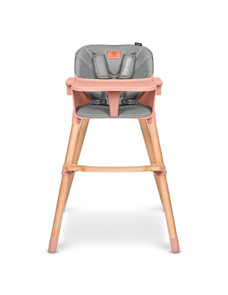 BN-LO-KOEN_PINK_ROSE,Lionelo - Scaun de masa din fag Koen, 2 in 1, Transformabil, Sustine 30 kg, 6 luni+, Conform cu standardul 