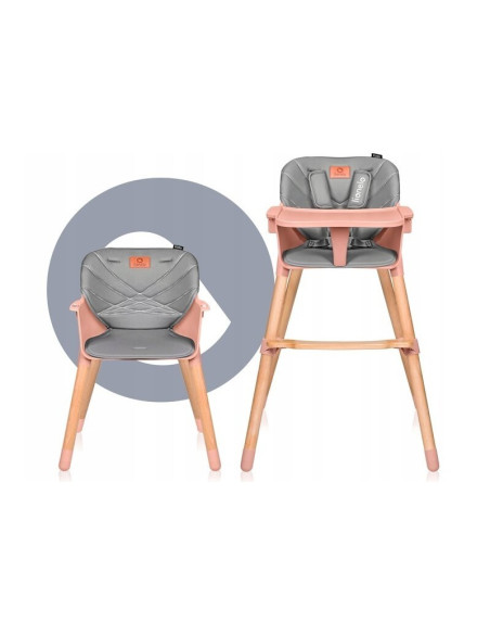 BN-LO-KOEN_PINK_ROSE,Lionelo - Scaun de masa din fag Koen, 2 in 1, Transformabil, Sustine 30 kg, 6 luni+, Conform cu standardul 
