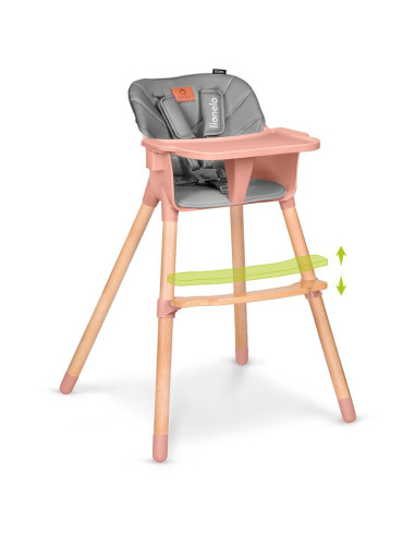 BN-LO-KOEN_PINK_ROSE,Lionelo - Scaun de masa din fag Koen, 2 in 1, Transformabil, Sustine 30 kg, 6 luni+, Conform cu standardul 