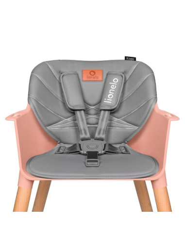 BN-LO-KOEN_PINK_ROSE,Lionelo - Scaun de masa din fag Koen, 2 in 1, Transformabil, Sustine 30 kg, 6 luni+, Conform cu standardul 