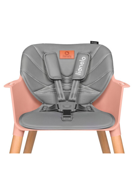 BN-LO-KOEN_PINK_ROSE,Lionelo - Scaun de masa din fag Koen, 2 in 1, Transformabil, Sustine 30 kg, 6 luni+, Conform cu standardul 