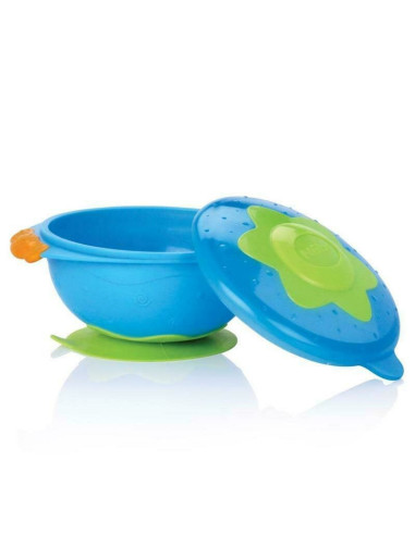 BN-ID5322_albastru,Nuby - Bol cu ventuza si capac, 9 luni+, 300 ml, Albastru