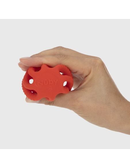 BN-NV06002RED,Nuby - Minge pliabila pentru dentitie, Din silicon, 3 luni+, Rosu