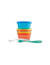 BN-NV0501004,Nuby - Set de masa, 300 ml, 3 luni+, Cu 4 recipiente, 4 capace, 2 linguri, Multicolor