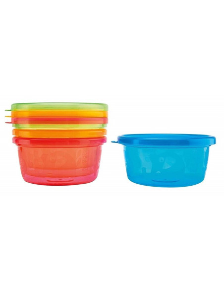 BN-NV0501004,Nuby - Set de masa, 300 ml, 3 luni+, Cu 4 recipiente, 4 capace, 2 linguri, Multicolor