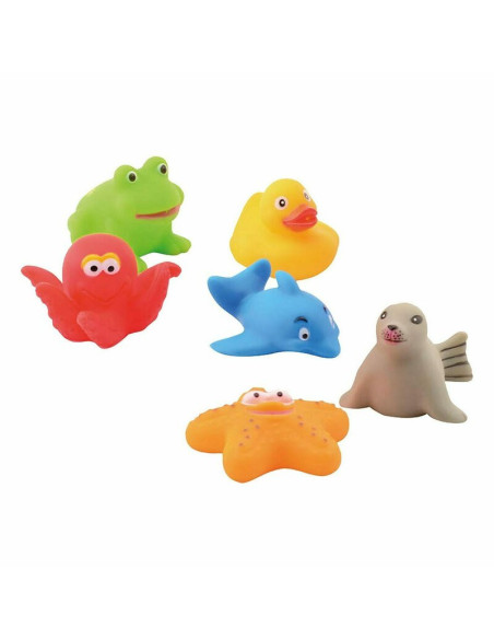 BN-22274,Happy World - Set jucarii de baie din cauciuc, 6 buc, 6 luni+, Multicolor