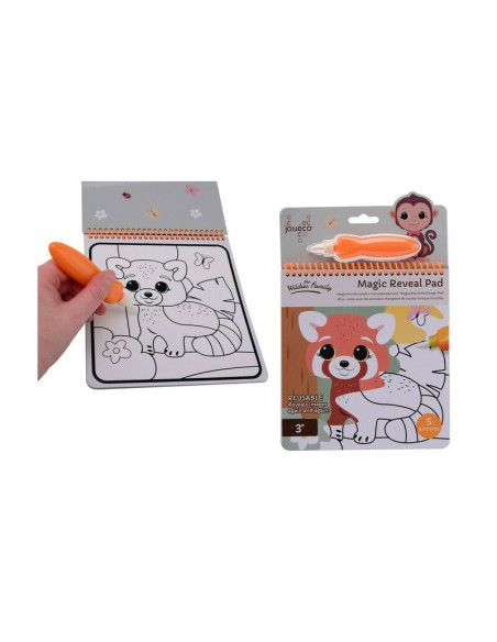BN-80116,Joueco - Set creativ de colorat The Wildies Family Magic Reveal, Cu instrument pentru desenat cu apa, 5 planse, 17x 17 