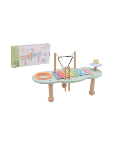 BN-80131,Joueco - Masuta muzicala multifunctionala din lemn certificat FSC, Cu accesorii, 44,8 x 22,5 x 24,5 cm, Multicolora