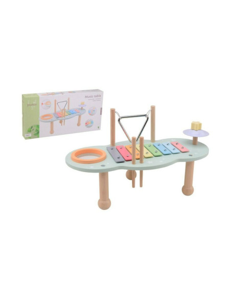 BN-80131,Joueco - Masuta muzicala multifunctionala din lemn certificat FSC, Cu accesorii, 44,8 x 22,5 x 24,5 cm, Multicolora