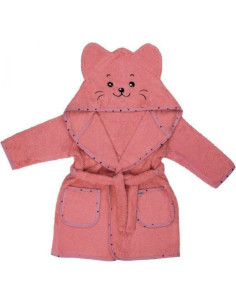 BN-42264,Halat de baie cu urechi Kitty, Cu buzunare, Cu cordon, Bubaba, 2 - 4 ani, Marime 98/104, Pink