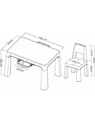 BN-46644,Set masuta si doua scaune pentru copii, Neo, Cu doua sertare, Cu masa reglabila la doua inaltimi, FreeON, Roz
