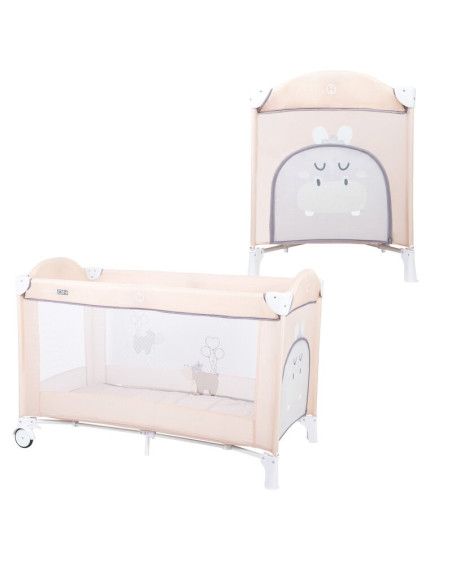 BN-45821,Patut pliant cu un nivel, Ballon, Cu intrare laterala cu fermoar, 2 roti, 120x60 cm, Conform cu standardul european de 