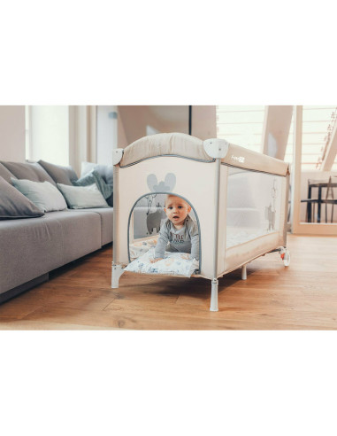 BN-45821,Patut pliant cu un nivel, Ballon, Cu intrare laterala cu fermoar, 2 roti, 120x60 cm, Conform cu standardul european de 