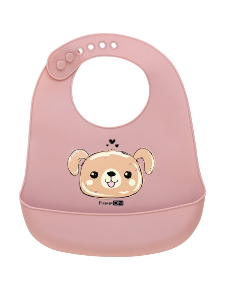 BN-47269,Baveta moale, Din silicon fara BPA, Cu buzunar, FreeON, 31 x 24 cm, Puppy Brown