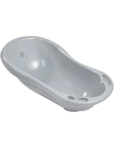 BN-48421,Cadita ergonomica de baie cu dop de scurgere, Stars, 84 x 49 x 30 cm, Keeeper, Grey