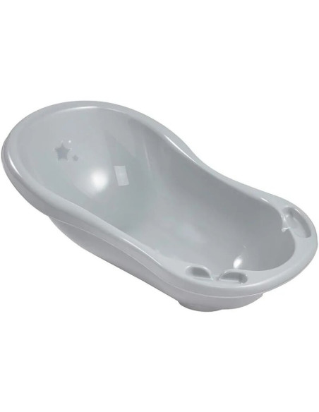 BN-48421,Cadita ergonomica de baie cu dop de scurgere, Stars, 84 x 49 x 30 cm, Keeeper, Grey