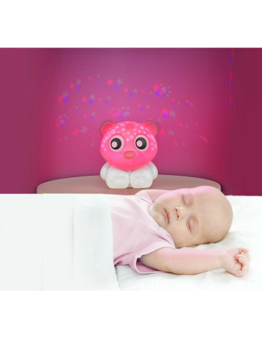 BN-1046182,Lampa de veghe si proiector, Cu 30 de minute de proiectii, Cu 2 culori, Portabila, Playgro, Pink & White