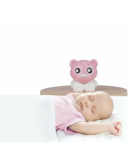 BN-1046182,Lampa de veghe si proiector, Cu 30 de minute de proiectii, Cu 2 culori, Portabila, Playgro, Pink & White