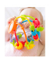 BN-64180,Minge cu activitati pentru bebelusi, Cu margele de dentitie, Cu oglinda, Play And Learn Ball, 14 Cm, Playgro