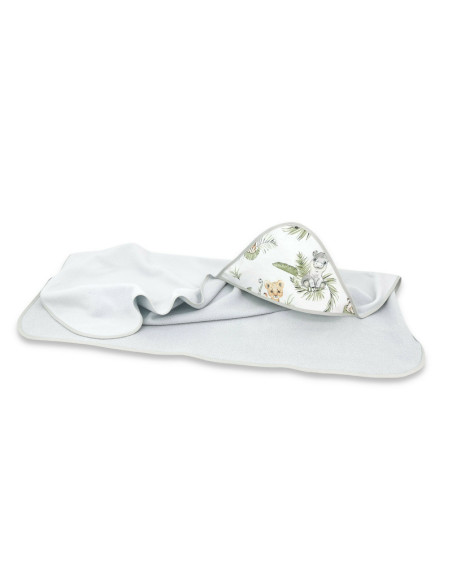 BN-6426972018364,Qmini - Prosop mare cu gluga, Dimensiune 100x100 cm, Din bumbac si thermo fleece, Materiale certificate Oeko Te