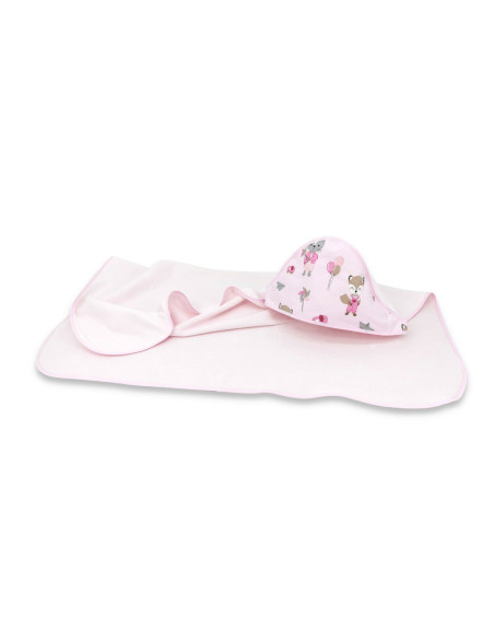 BN-6426972018388,Qmini - Prosop mare cu gluga, Dimensiune 100x100 cm, Din bumbac si thermo fleece, Materiale certificate Oeko Te