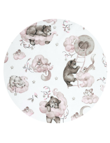 BN-6426972018197,Qmini - Cearceaf cu elastic pentru patut 120x60 cm, Din bumbac certificat Oeko Tex Standard 100, Teddy Bear and