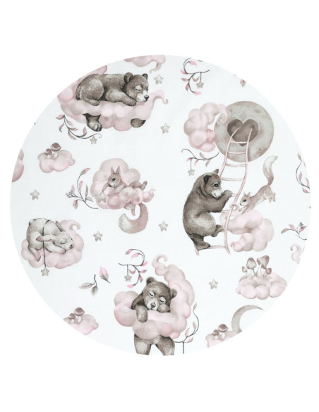 BN-6426972018197,Qmini - Cearceaf cu elastic pentru patut 120x60 cm, Din bumbac certificat Oeko Tex Standard 100, Teddy Bear and