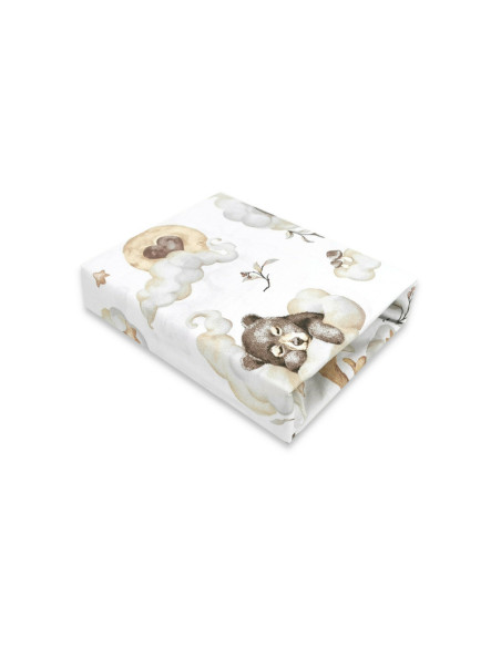 BN-6426972018203,Qmini - Cearceaf cu elastic pentru patut 120x60 cm, Din bumbac certificat Oeko Tex Standard 100, Teddy Bear and