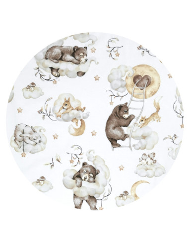 BN-6426972018203,Qmini - Cearceaf cu elastic pentru patut 120x60 cm, Din bumbac certificat Oeko Tex Standard 100, Teddy Bear and