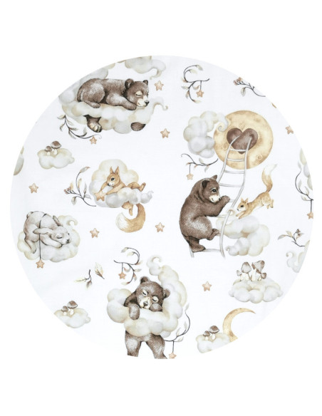 BN-6426972018203,Qmini - Cearceaf cu elastic pentru patut 120x60 cm, Din bumbac certificat Oeko Tex Standard 100, Teddy Bear and