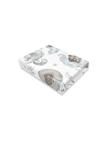 BN-6426972018210,Qmini - Cearceaf cu elastic pentru patut 120x60 cm, Din bumbac certificat Oeko Tex Standard 100, Teddy Bear and