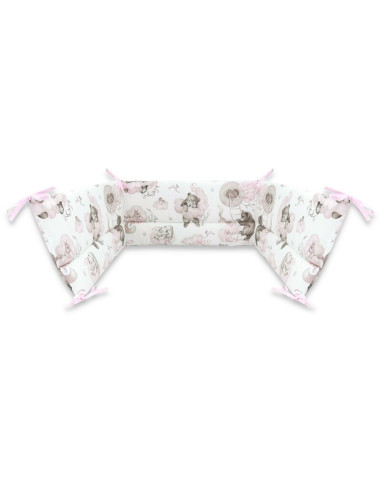BN-6426972018227,Qmini - Aparatoare pentru patut 120X60 cm, Din bumbac certificat Oeko Tex Standard 100, 180x30 cm, Cu panglici,