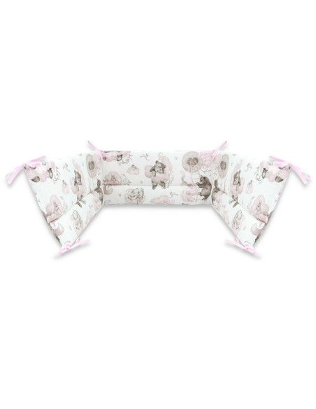 BN-6426972018227,Qmini - Aparatoare pentru patut 120X60 cm, Din bumbac certificat Oeko Tex Standard 100, 180x30 cm, Cu panglici,