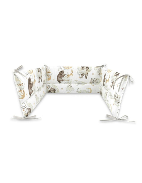 BN-6426972018234,Qmini - Aparatoare pentru patut 120X60 cm, Din bumbac certificat Oeko Tex Standard 100, 180x30 cm, Cu panglici,