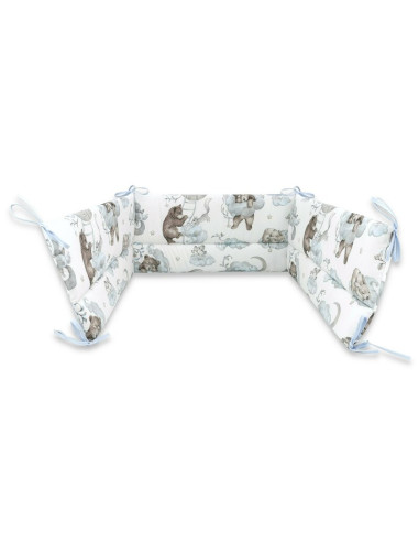 BN-6426972018241,Qmini - Aparatoare pentru patut 120X60 cm, Din bumbac certificat Oeko Tex Standard 100, 180x30 cm, Cu panglici,