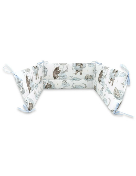 BN-6426972018241,Qmini - Aparatoare pentru patut 120X60 cm, Din bumbac certificat Oeko Tex Standard 100, 180x30 cm, Cu panglici,
