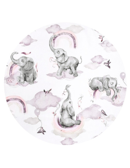 BN-6426972018494,Qmini - Cearceaf cu elastic pentru patut 120x60 cm, Din bumbac certificat Oeko Tex Standard 100, Elephants on R
