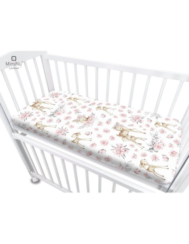 BN-6426972017558,MimiNu - Cearceaf cu elastic pentru patut co-sleeper, Luna, Dimensiune 84.5 x 50.5 cm, Din bumbac certificat Oe
