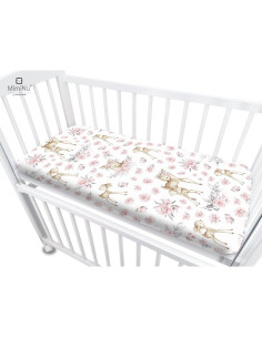 BN-6426972017589,MimiNu - Cearceaf cu elastic pentru patut co-sleeper, Vera, Dimensiune 89 x 51 cm, Din bumbac certificat Oeko T 2
