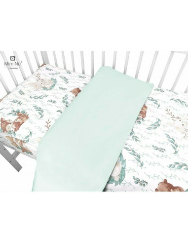 BN-6426972017657,MimiNu - Set pentru bebelusi, 6+1 piese, Cu paturica de infasat, Prosop, Paturica, Cearceaf 120x60 cm, Fata de 