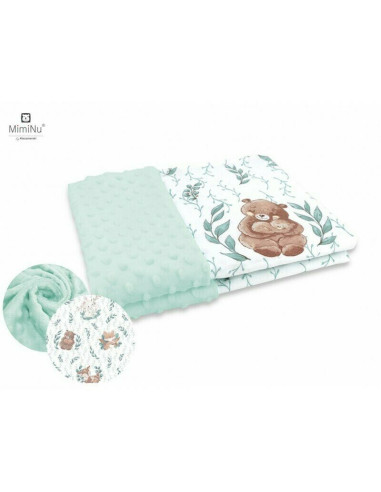 BN-6426972017657,MimiNu - Set pentru bebelusi, 6+1 piese, Cu paturica de infasat, Prosop, Paturica, Cearceaf 120x60 cm, Fata de 