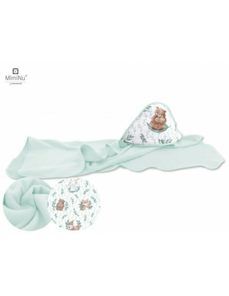BN-6426972017657,MimiNu - Set pentru bebelusi, 6+1 piese, Cu paturica de infasat, Prosop, Paturica, Cearceaf 120x60 cm, Fata de 