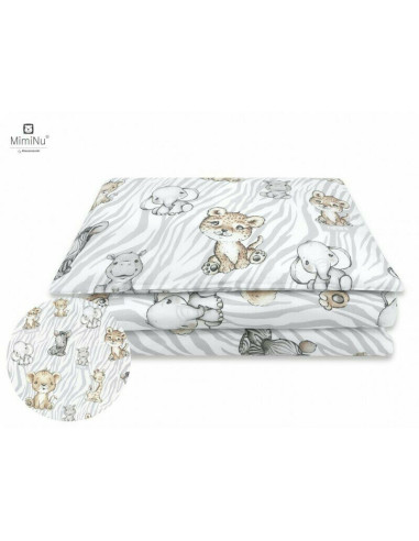 BN-6426972017671,MimiNu - Set pentru bebelusi, 6+1 piese, Cu paturica de infasat, Prosop, Paturica, Cearceaf 120x60 cm, Fata de 